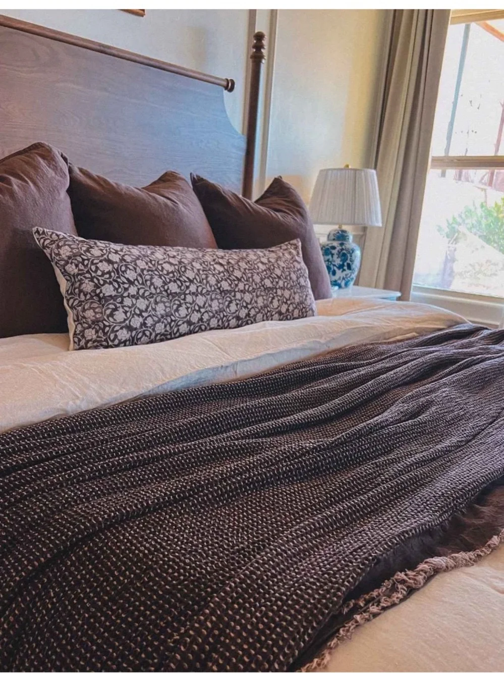 King Textured Waffle Coverlet Dark Fig - Casaluna™